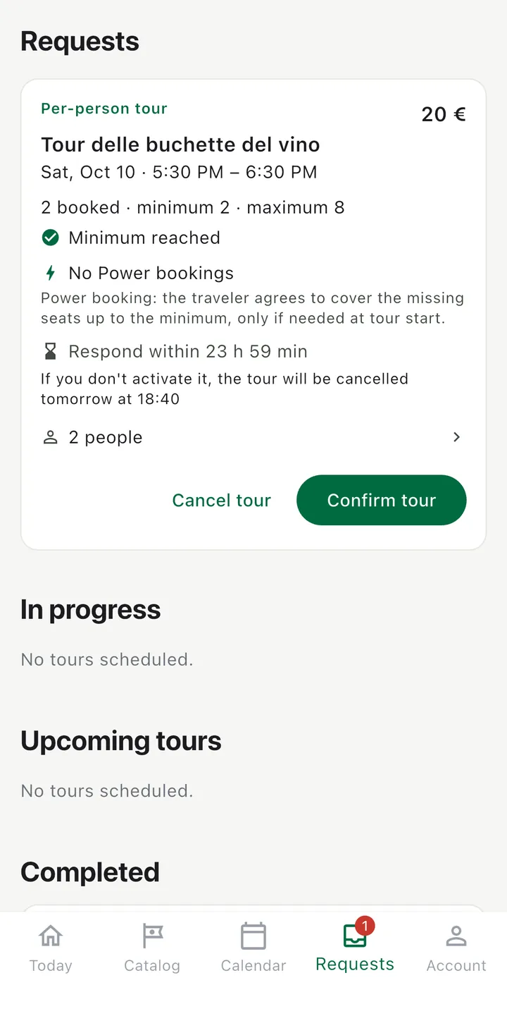Per-person tour with the minimum reached