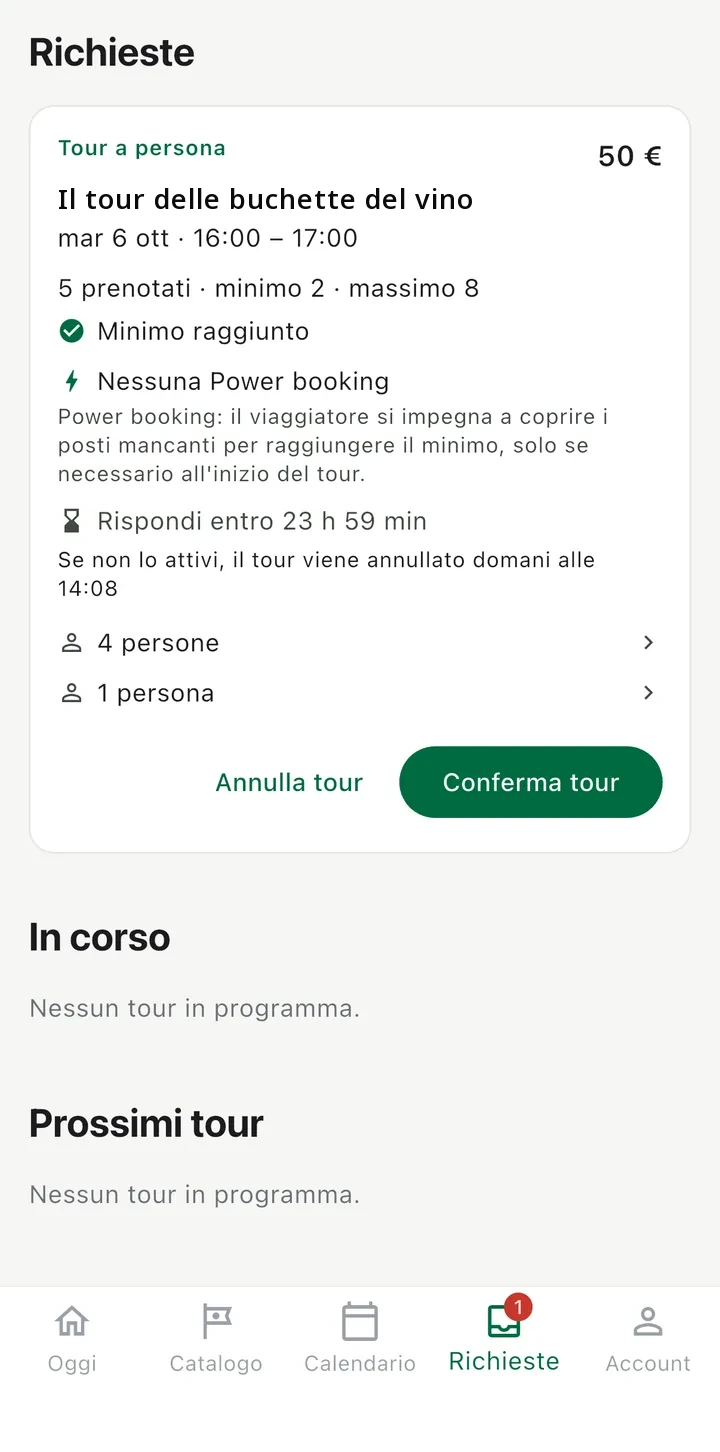 Tour con più prenotazioni e minimo raggiunto